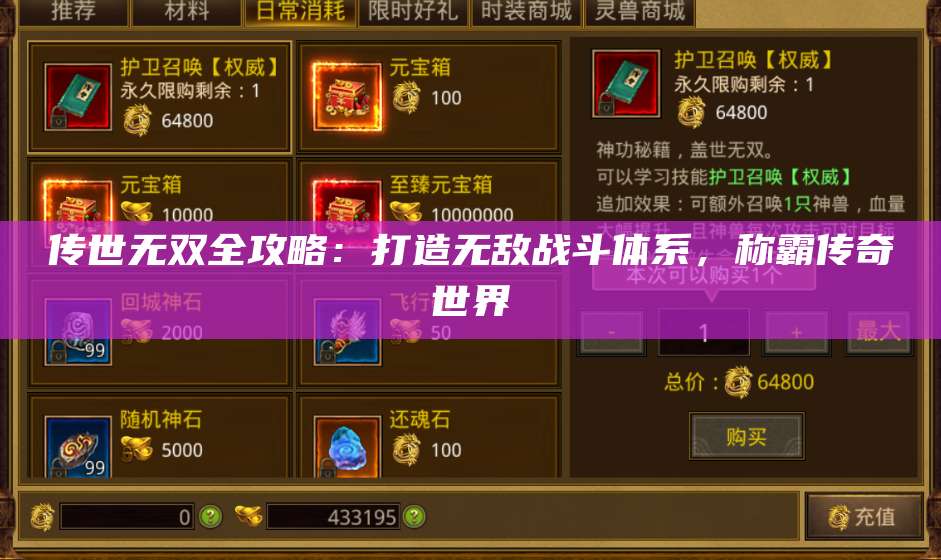 传世无双全攻略：打造无敌战斗体系，称霸传奇世界 第1张