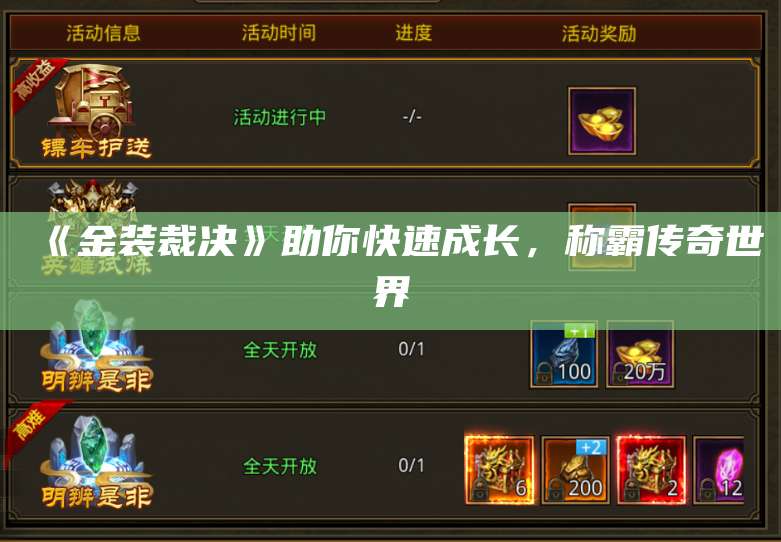 《金装裁决》助你快速成长，称霸传奇世界 第1张