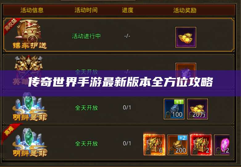 传奇世界手游最新版本全方位攻略 第1张